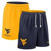 Short de performance réversible Nike bleu marine/or West Virginia Mountaineers 2025 pour homme