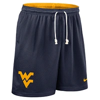 Short de performance réversible Nike bleu marine/or West Virginia Mountaineers 2025 pour homme