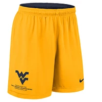Short de performance réversible Nike bleu marine/or West Virginia Mountaineers 2025 pour homme