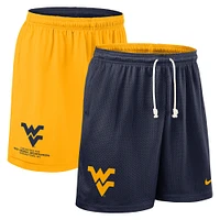 Short de performance réversible Nike bleu marine/or West Virginia Mountaineers 2025 pour homme