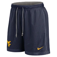 Short réversible Nike bleu marine/gris chiné pour homme des West Virginia Mountaineers