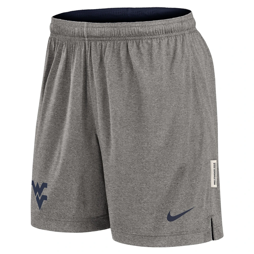 Short réversible Nike bleu marine/gris chiné pour homme des West Virginia Mountaineers