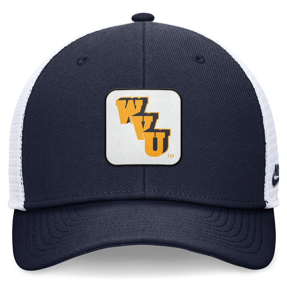 Casquette réglable Nike pour hommes, bleu marine/blanc, West Virginia Mountaineers Legacy Rise Mascot Trucker