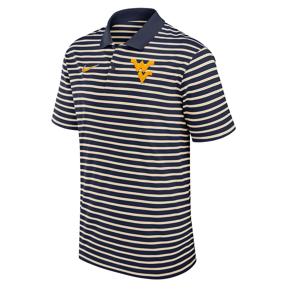 Men's Nike Navy/White West Virginia Mountaineers Primetime Victory Striped Performance Polo