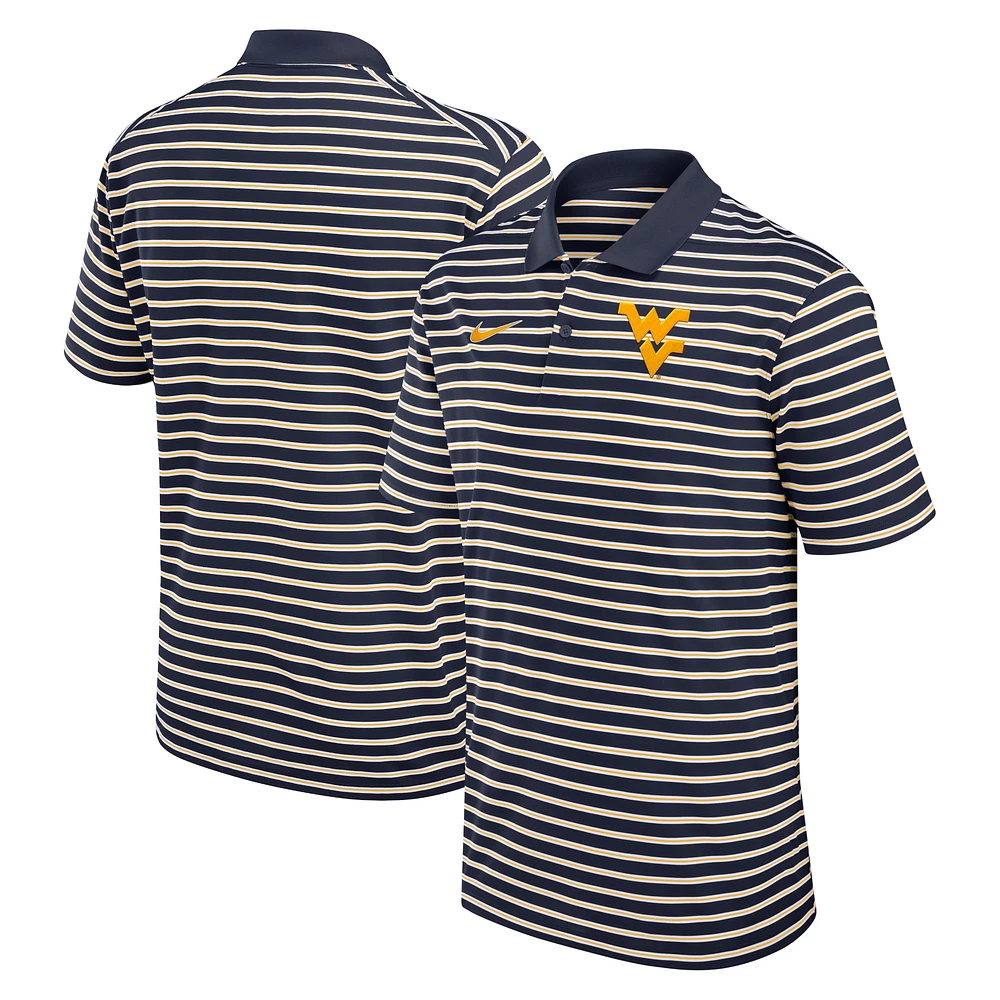 Polo de performance à rayures Nike pour hommes, marine/blanc, West Virginia Mountaineers Primetime Victory