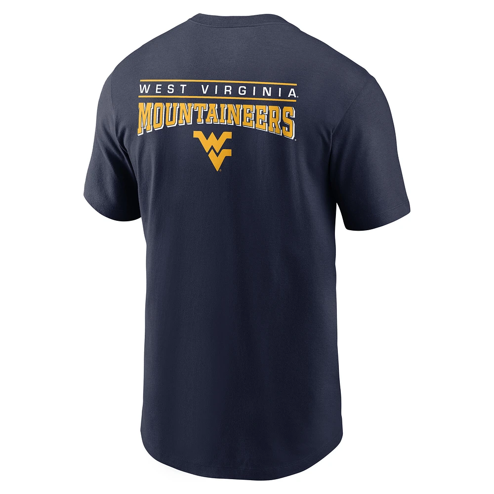 Men's Nike Navy West Virginia Mountaineers 2-Hit T-Shirt