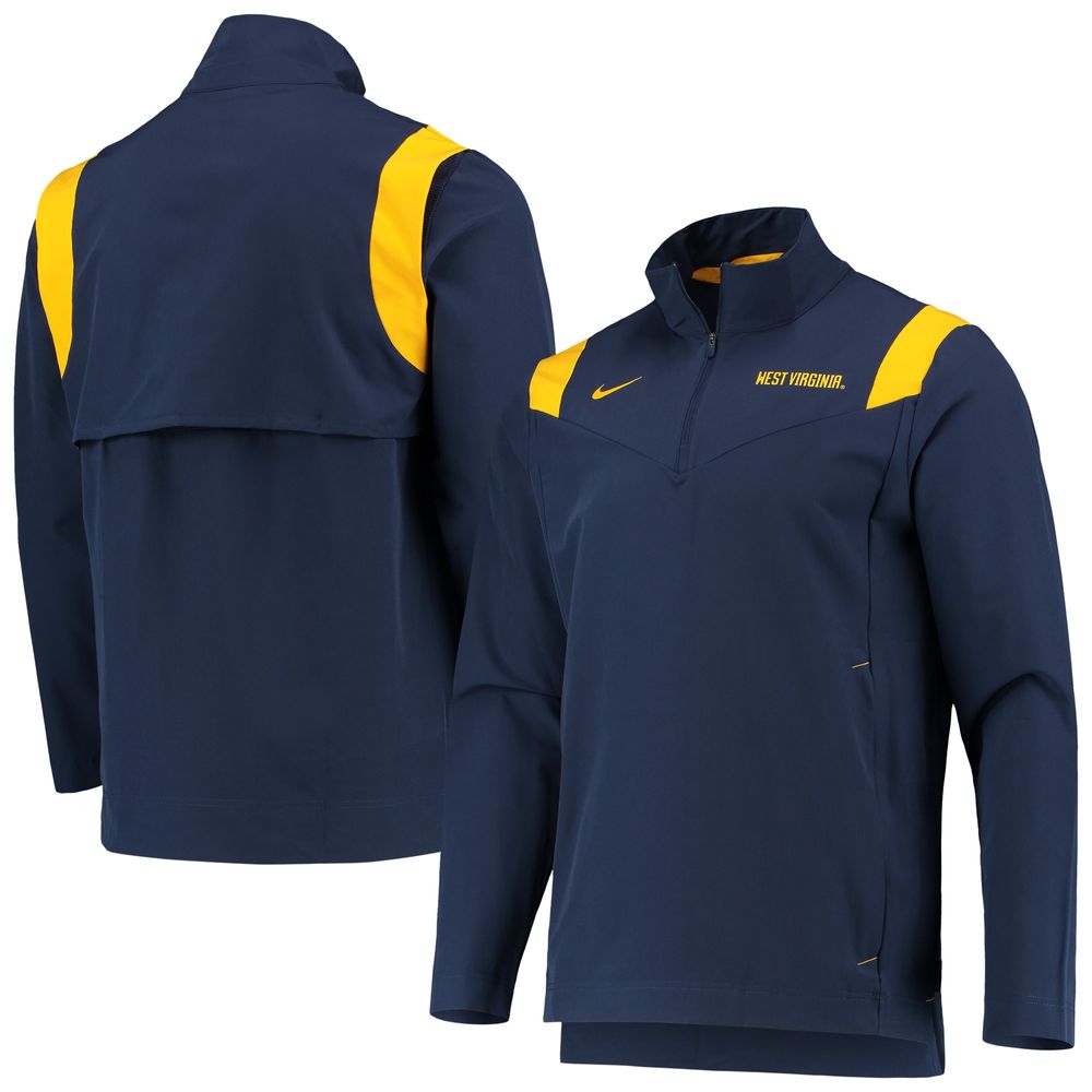 Men's Nike Navy West Virginia Mountaineers 2021 Team Coach Quarter-Zip Jacket