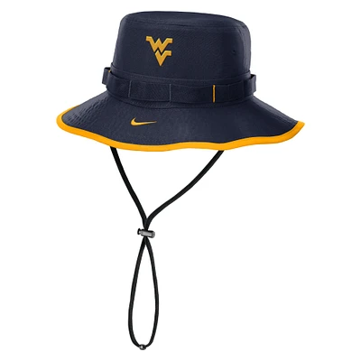 Chapeau bob Boonie Performance Apex sur le terrain Nike Navy Mountaineers de Virginie-Occidentale 2024/25 pour homme