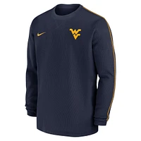 Men's Nike Navy West Virginia Mountaineers 2024 Sideline Coaches Long Sleeve Top