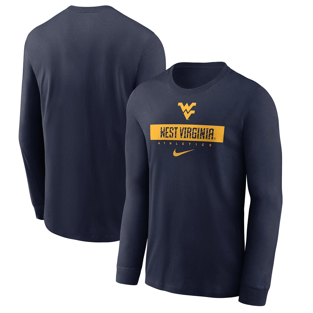 T-shirt à manches longues Nike bleu marine West Virginia Mountaineers 2024 Sideline Legend Performance pour homme