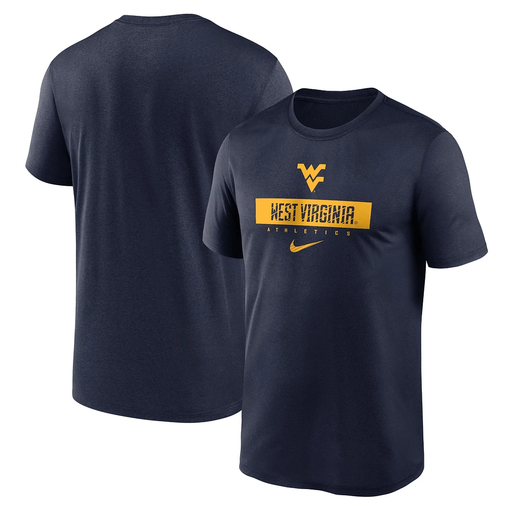 T-shirt Nike bleu marine West Virginia Mountaineers 2024 Sideline Legend Performance pour homme