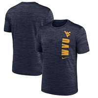 T-shirt Nike bleu marine West Virginia Mountaineers 2024 Sideline Velocity Performance pour homme