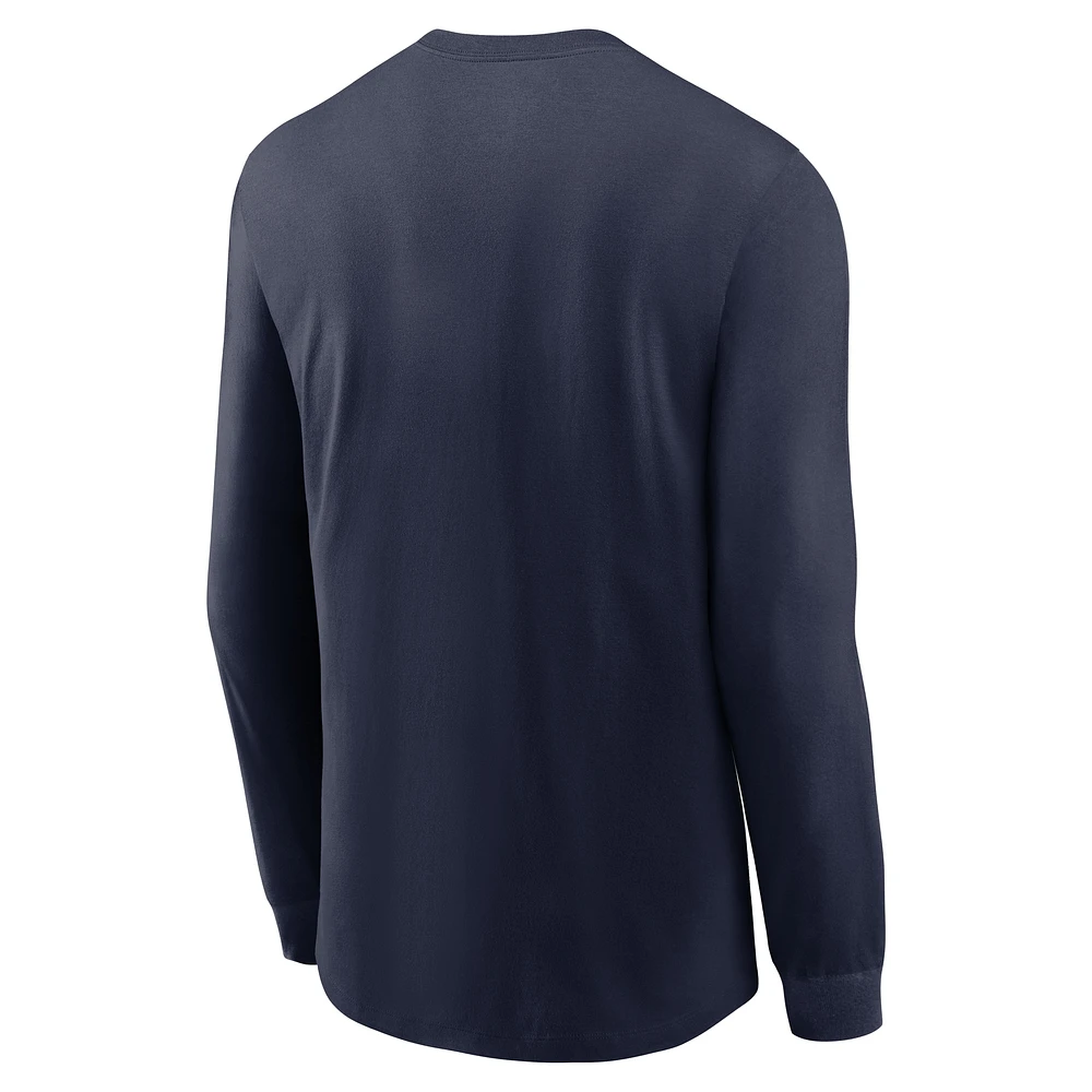 Men's Nike Navy West Virginia Mountaineers 2025 Sideline Performance Long Sleeve T-Shirt