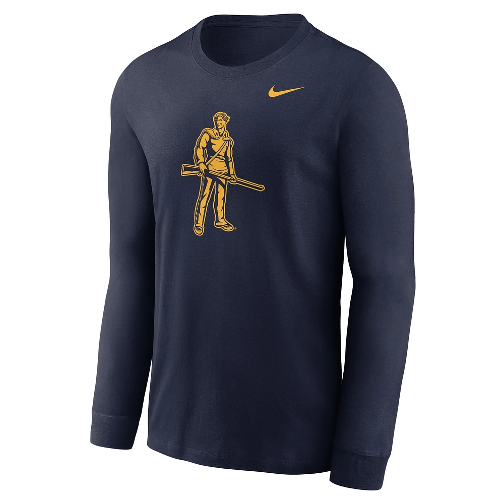 T-shirt à manches longues Nike bleu marine avec logo alternatif des West Virginia Mountaineers pour homme