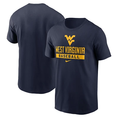 T-shirt de baseball Nike pour hommes, bleu marine, West Virginia Mountaineers