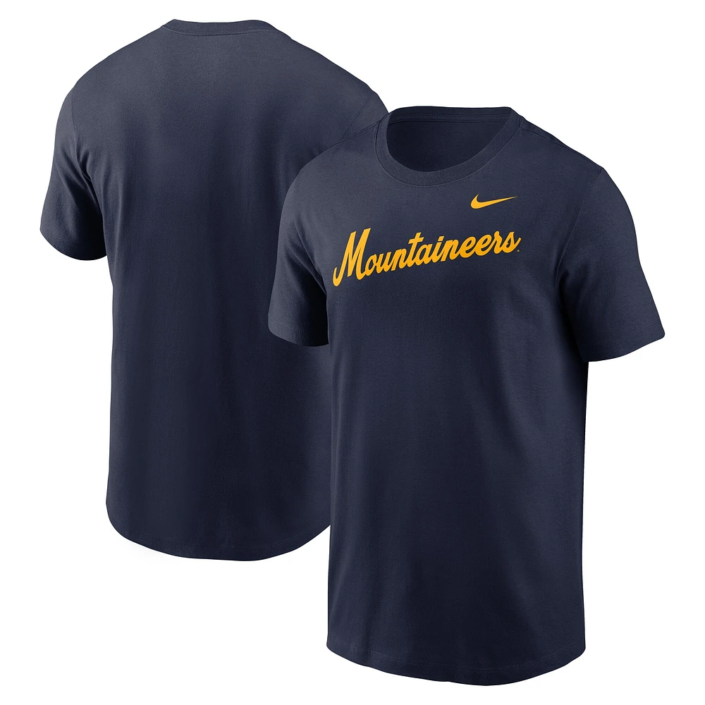 Men's Nike Navy West Virginia Mountaineers Baseball Wordmark T-Shirt