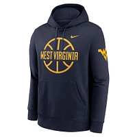 Men's Nike  Navy West Virginia Mountaineers Basketball Icon Club Fleece Pullover Hoodie