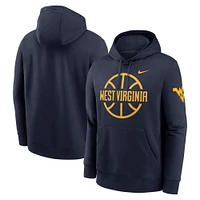 Sweat à capuche en polaire Nike bleu marine West Virginia Mountaineers Basketball Icon Club pour homme