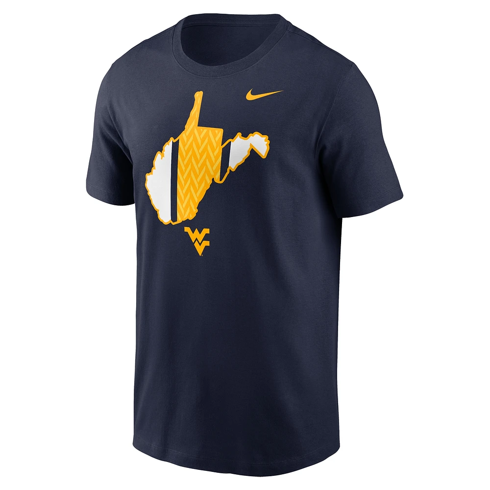 Men's Nike Navy West Virginia Mountaineers Campus State Shape T-Shirt