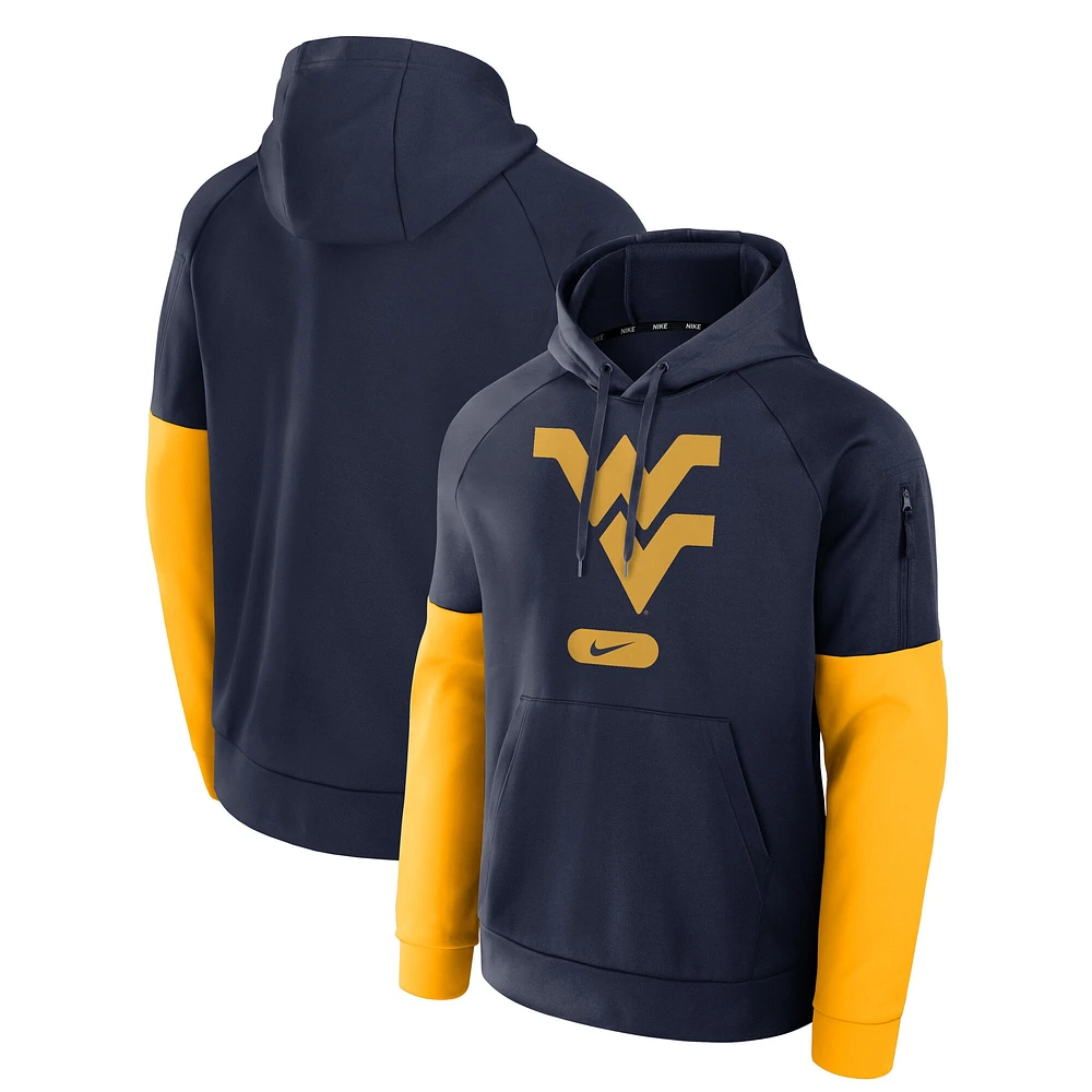 Sweat à capuche Nike bleu marine West Virginia Mountaineers Fitness Performance pour homme