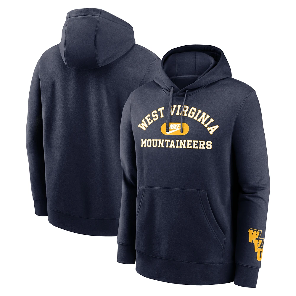 Sweat à capuche Nike Navy West Virginia Mountaineers Legacy Foundational Two-Hit Club Performance pour homme