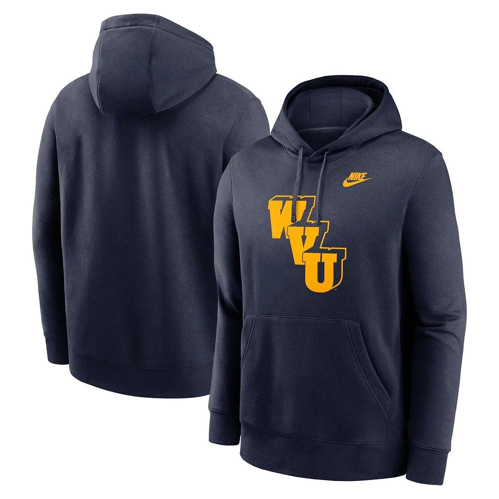 Men's Nike Navy West Virginia Mountaineers Legacy Logo Club Fleece Pullover Hoodie