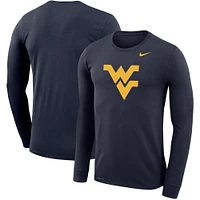 T-shirt à manches longues Nike West Virginia Mountaineers Legend Wordmark Performance pour homme - Bleu marine