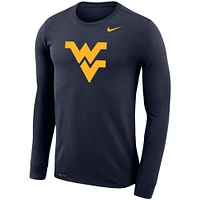 T-shirt à manches longues Nike West Virginia Mountaineers Legend Wordmark Performance pour homme - Bleu marine