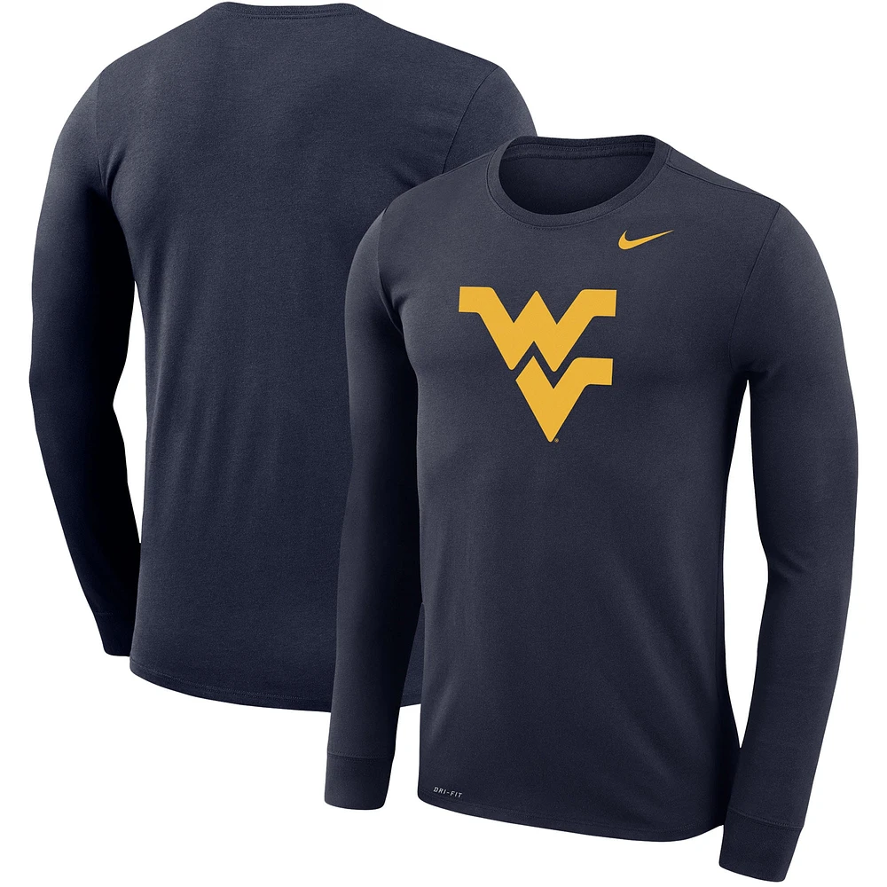 T-shirt à manches longues Nike West Virginia Mountaineers Legend Wordmark Performance pour homme - Bleu marine