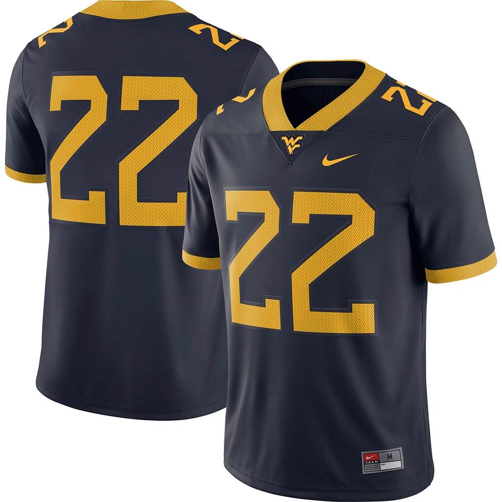 Maillot de match à domicile Nike pour hommes, bleu marine, West Virginia Mountaineers #22