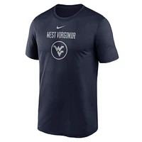 T-shirt Nike pour homme, bleu marine, entraînement de basket-ball, légende des West Virginia Mountaineers