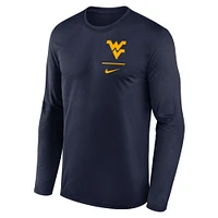 T-shirt à manches longues Nike bleu marine West Virginia Mountaineers Primary Stack Legend pour homme