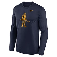 T-shirt à manches longues Nike bleu marine West Virginia Mountaineers Primetime Alternate Logo Legend pour homme