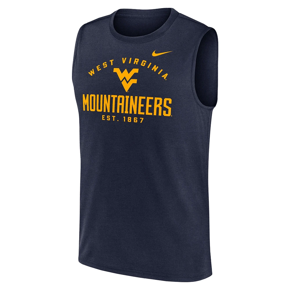 Débardeur Nike bleu marine West Virginia Mountaineers Primetime Legend Mascot Lock Up Performance pour homme
