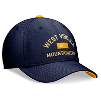 Casquette Nike bleu marine West Virginia Mountaineers Primetime Rise Swoosh Flex pour hommes