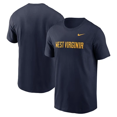 T-shirt Nike bleu marine West Virginia Mountaineers Primetime Wordmark pour homme