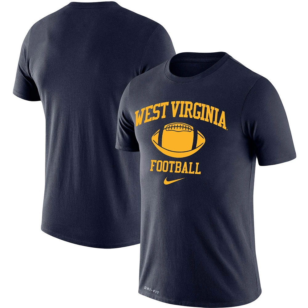 T-shirt Nike bleu marine West Virginia Mountaineers Retro Football Lockup Legend Performance pour homme