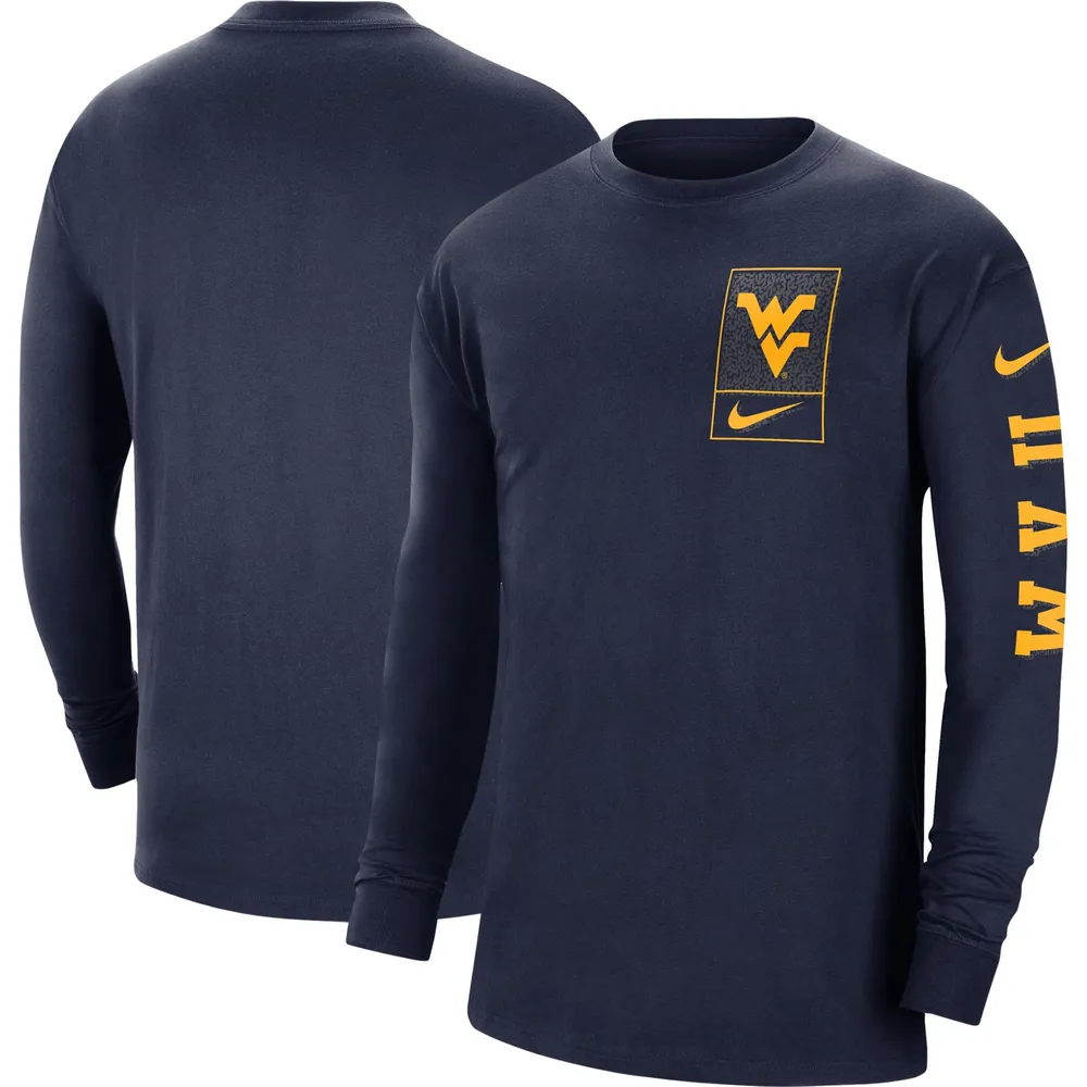 T-shirt à manches longues Nike West Virginia Mountaineers Seasonal Max90 2-Hit pour homme, bleu marine