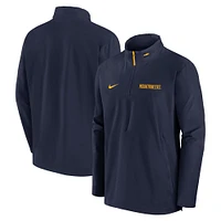 Men's Nike Navy West Virginia Mountaineers Sideline Coaches Quarter-Zip Jacket