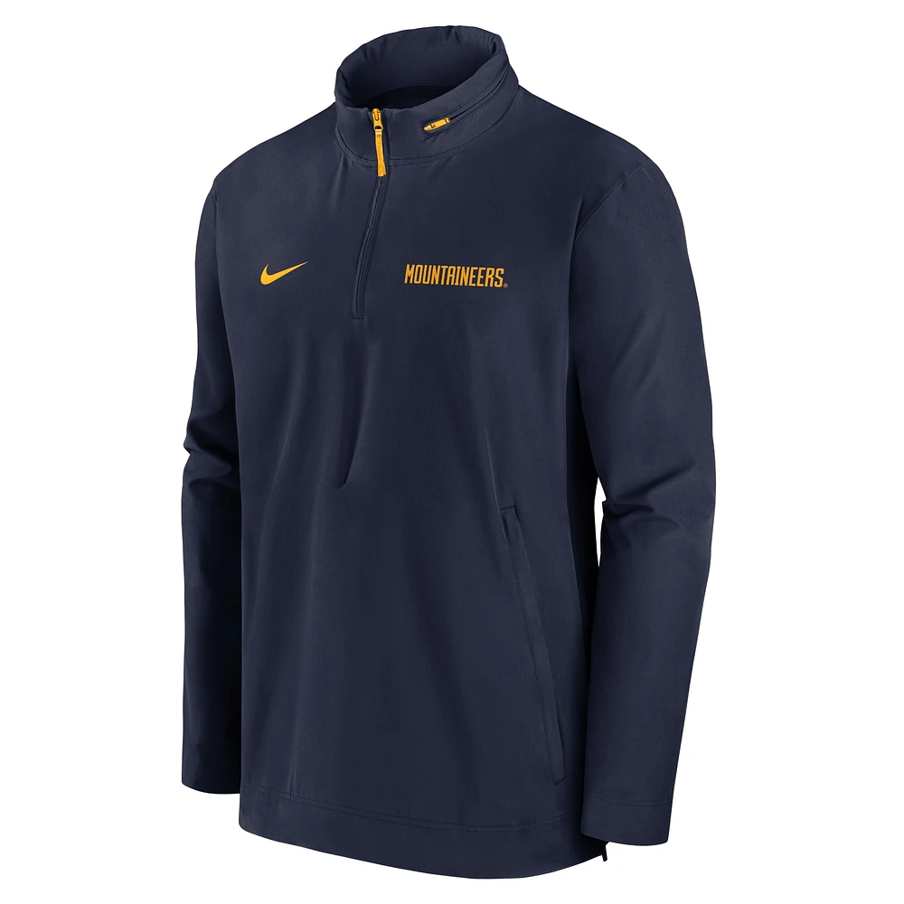 Men's Nike Navy West Virginia Mountaineers Sideline Coaches Quarter-Zip Jacket