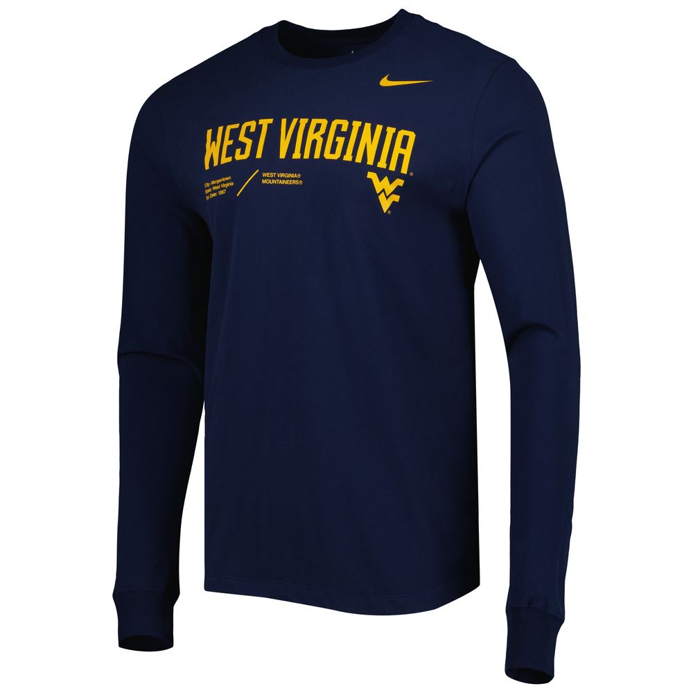 Men's Nike Navy West Virginia Mountaineers Team Practice Performance Long Sleeve T-Shirt