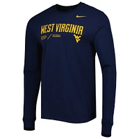 T-shirt à manches longues Nike Navy West Virginia Mountaineers Team Practice Performance pour homme