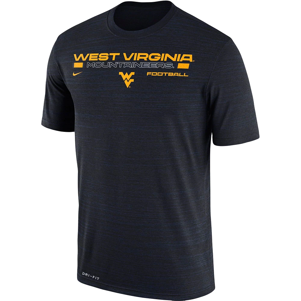 T-shirt Nike bleu marine West Virginia Mountaineers Team Velocity Legend Performance pour homme