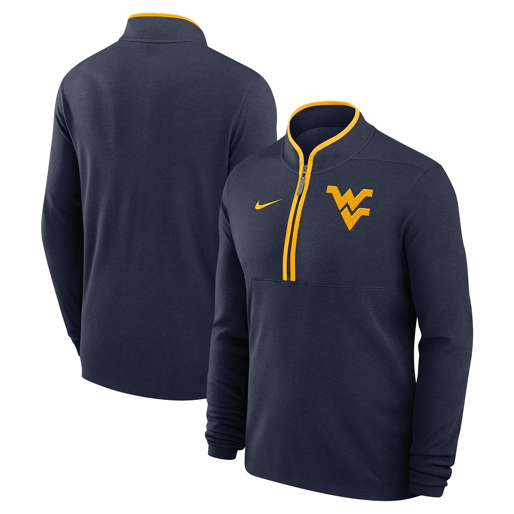 Haut Nike bleu marine à demi-zip Victory Performance des West Virginia Mountaineers pour homme