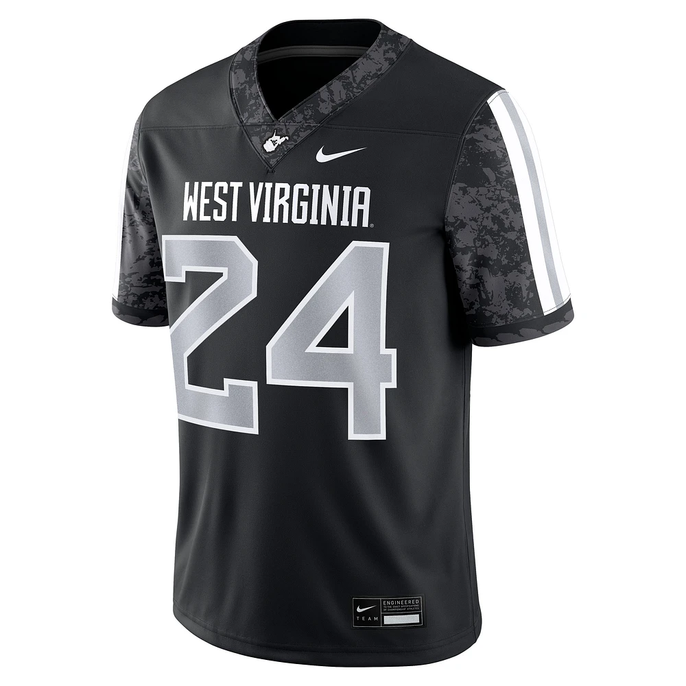 Maillot de match alternatif Nike #24 noir des West Virginia Mountaineers pour homme