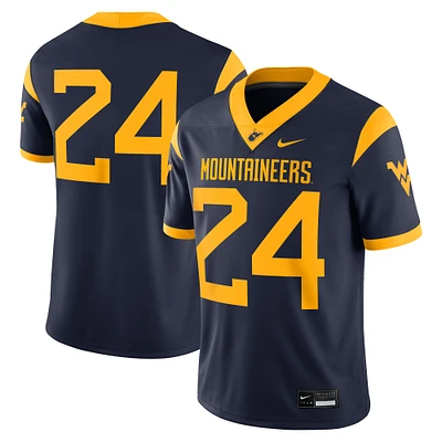 Maillot de match Nike #24 bleu marine des West Virginia Mountaineers pour homme