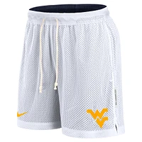 Short de sport réversible Nike Primetime pour homme, blanc/bleu marine, des West Virginia Mountaineers