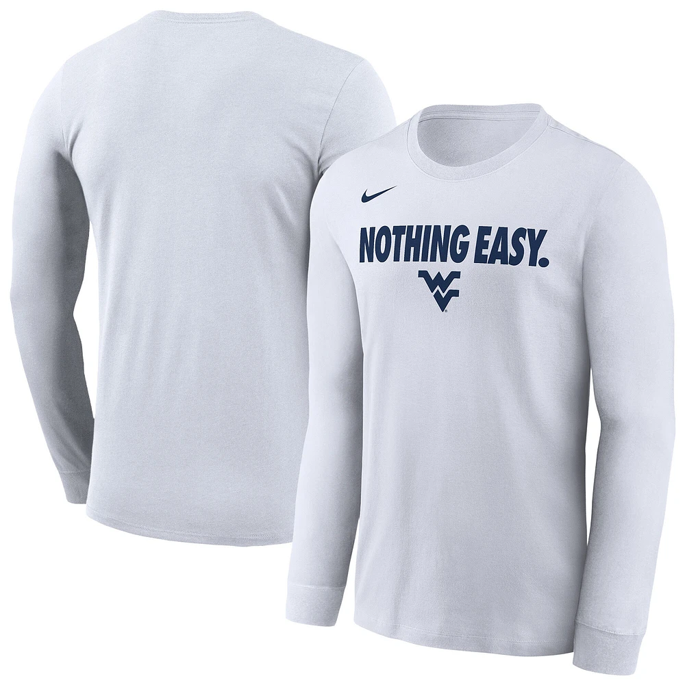 T-shirt à manches longues Nike West Virginia Mountaineers 2025 On-Court Bench pour homme Blanc