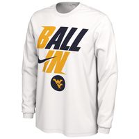 Men's Nike White West Virginia Mountaineers Ball Bench Long Sleeve T-Shirt