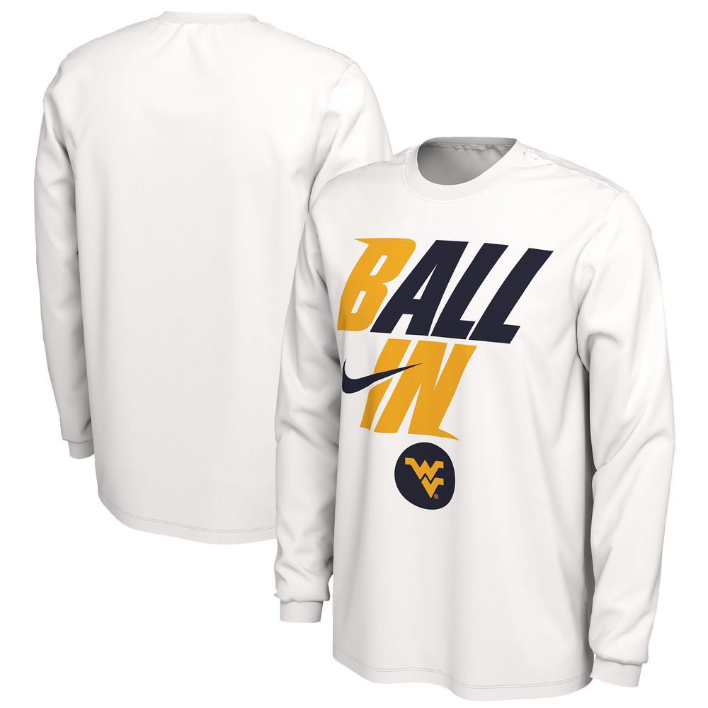 Men's Nike White West Virginia Mountaineers Ball Bench Long Sleeve T-Shirt